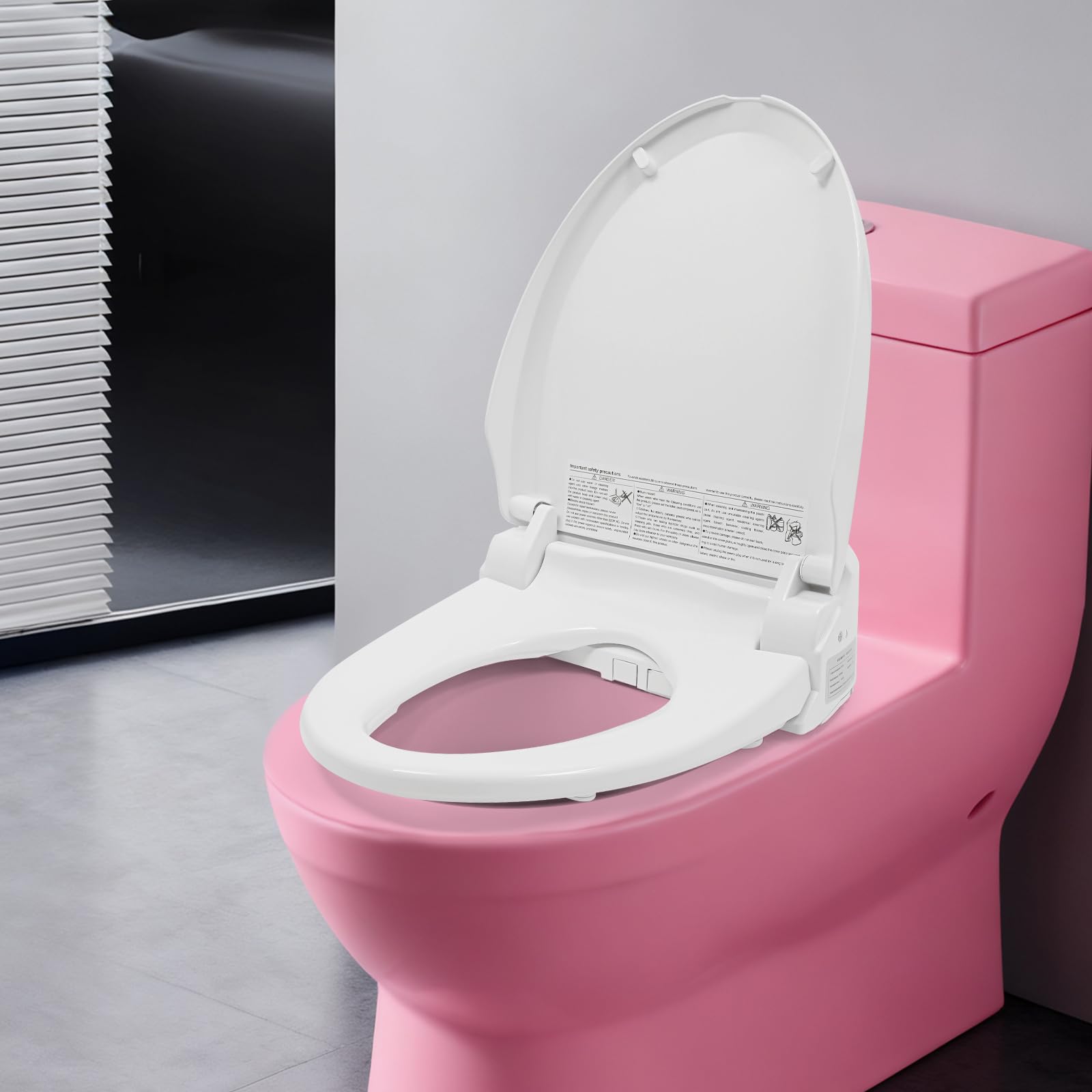Inteligentna deska sedesowa, bidet 1350 W, ciepła woda 91-104°F, lampka nocna LED, turbo/prysznic/bidet/tryb dla dzieci, do standardowej WC, wolnostojąca, dla seniorów, kobiet, dzieci