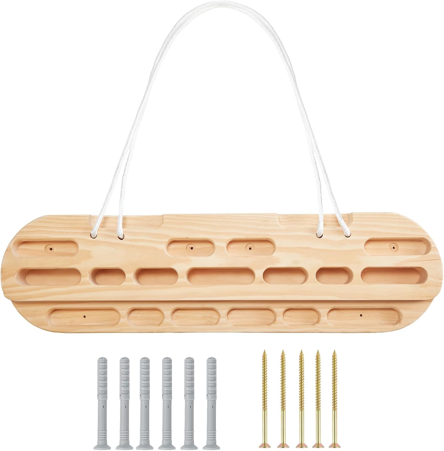 M.J COMFY-LIFE Wooden Fingerboard & Wall-Mounted Pull-Up Bar – Multi-Grip Climbing Training Board for Rock Climbing, Bouldering, Grip Strength & Finger Endurance Workout, 55×15×4.5cm Home Gym