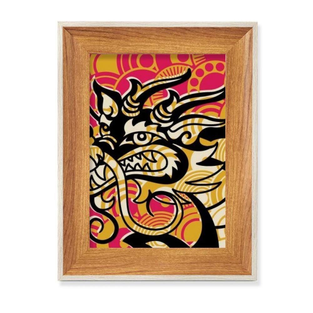 Cadre photo bois noir dragon chinois pour valoriser une peinture art