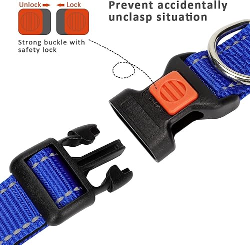 Miniatura 3 de Alainzeo Collares reflectantes para perros, de neopreno suave y acolchado, de nailon transpirable, con hebilla de liberación rápida para cachorros,