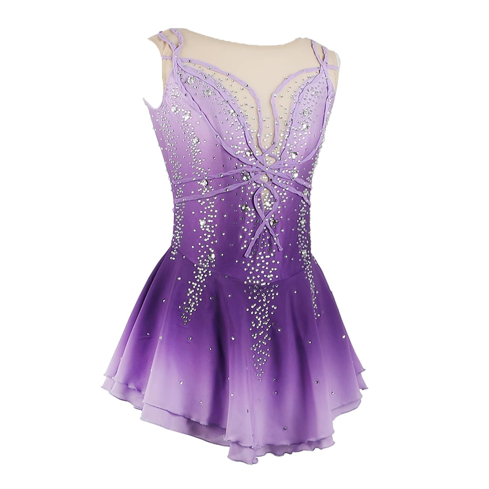 Eiskunstlaufkleid for Mädchen Und Frauen, Glitzernder Balletttanzanzug, Wettkampf-Performance-Skating-Anzug
