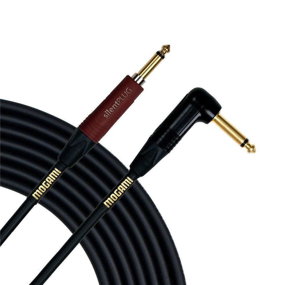 MOGAMI Gold Inst Silent S-r E Gitarre Instrument Kabel, 1/10,2 cm TS Plugs, Gold Kontakte, silentPLUG gerade auf rechtwinklig Stecker