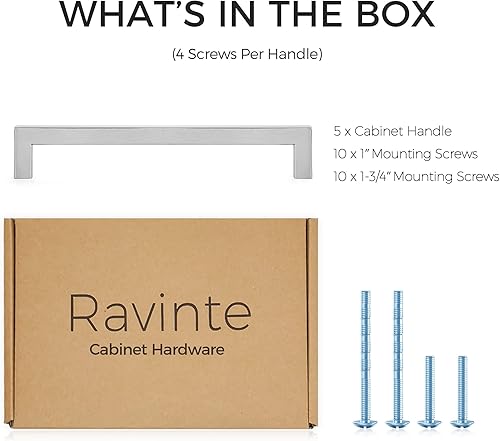 Vista 54 de Ravinte - Paquete de 25 tiradores cuadrados para gabinete de cocina de 7.5 pulgadas, negro mate, tiradores de cajón, negro; herrajes de cocina