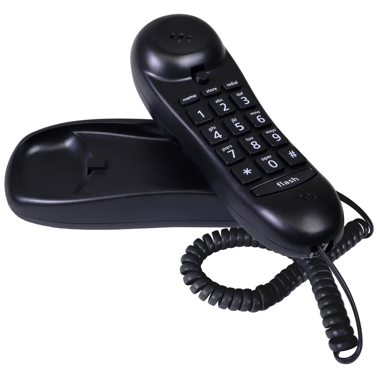 Slimline Black Colored Phone for Wall Or Desk with Memory
