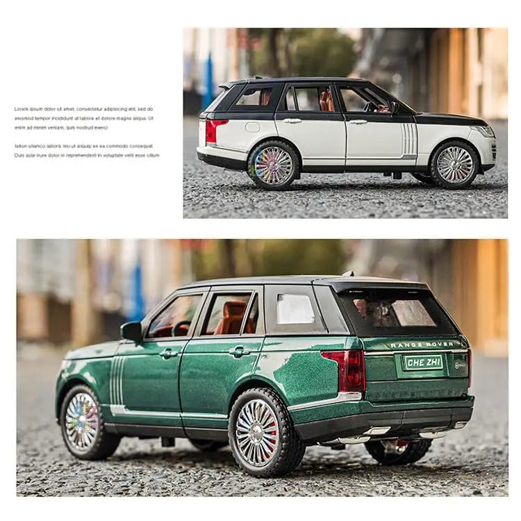 Image of FEXXA 🏎️ Exclusive Alloy Metal Pull Back Die-cast Car Model with Sound Light Mini Auto Toy for Kids Metal Model Toy Car with Sound and Light (1.24 Scale Range Rover SUV-Green)