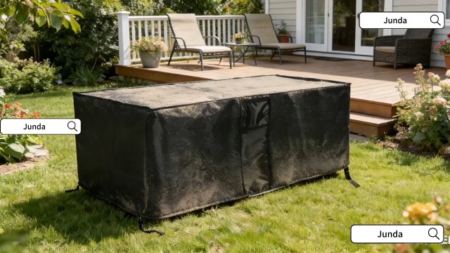 Deck Box Cover Waterproof - 210D Oxford Cloth With Drawstring For Outdoor Storage Bench