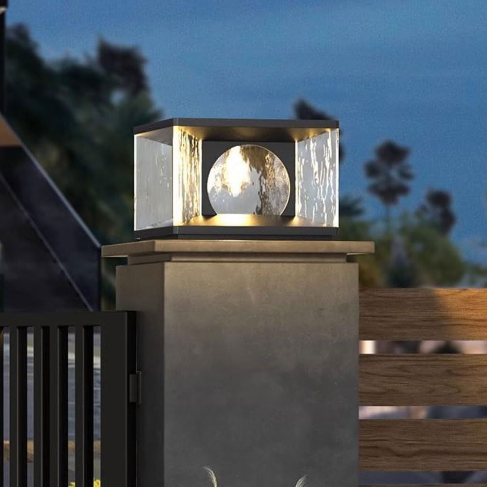 MOCHAMIK Paletto Luminoso da Esterno Paletto Luminoso da Esterno Impermeabile, Illuminazione a LED Lampada a Colonna Vialetto Vialetto Paesaggio Luce Alloggiamento Decorazione Pilastro Lanterna