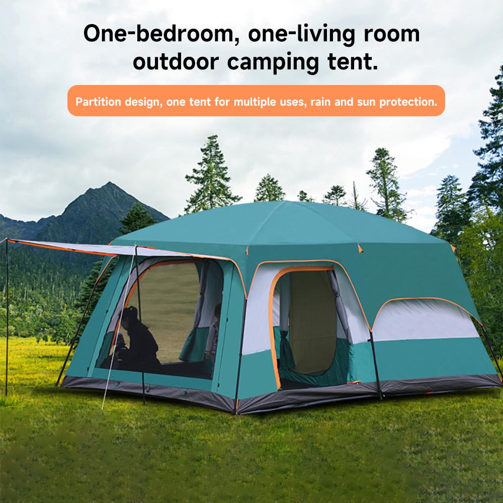 Namiot dla 4-6 osób, namiot kempingowy z 2 sypialniami i 1 salonem, 310 x 210 x 180 cm, namiot rodzinny, glamping ze zdejmowaną podłogą, na kemping, w podróż
