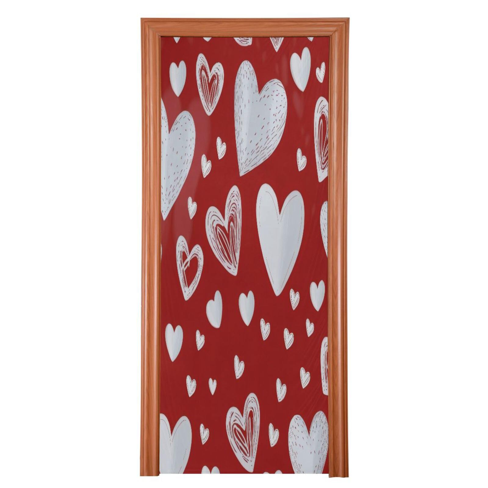 FLildon Red Hearts Love Valentine's Day Door Cover Decoration, Party Accessory Porch Decor for Festive Ornament Room Door Covers 36 x 98 Inch