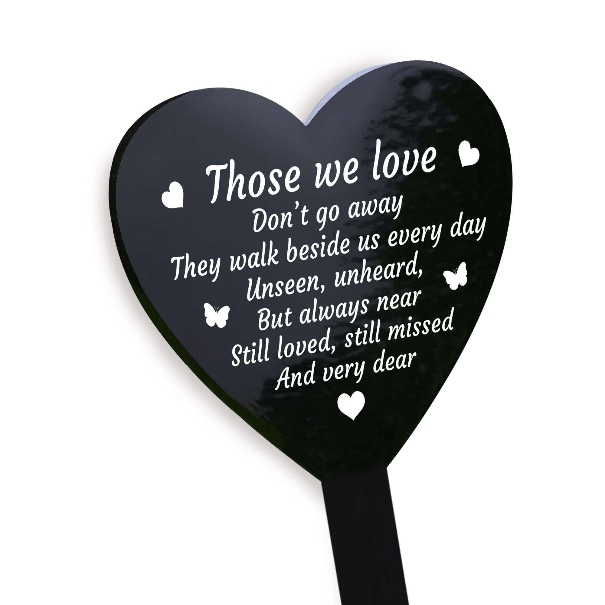 Red Ocean Graveside Memorial Heart Stake - Black Acrylic Grave Marker - Tribute Remembrance Plaque For Mum, Dad, Nan, Grandad, Brother, Sister, Grave Decorations