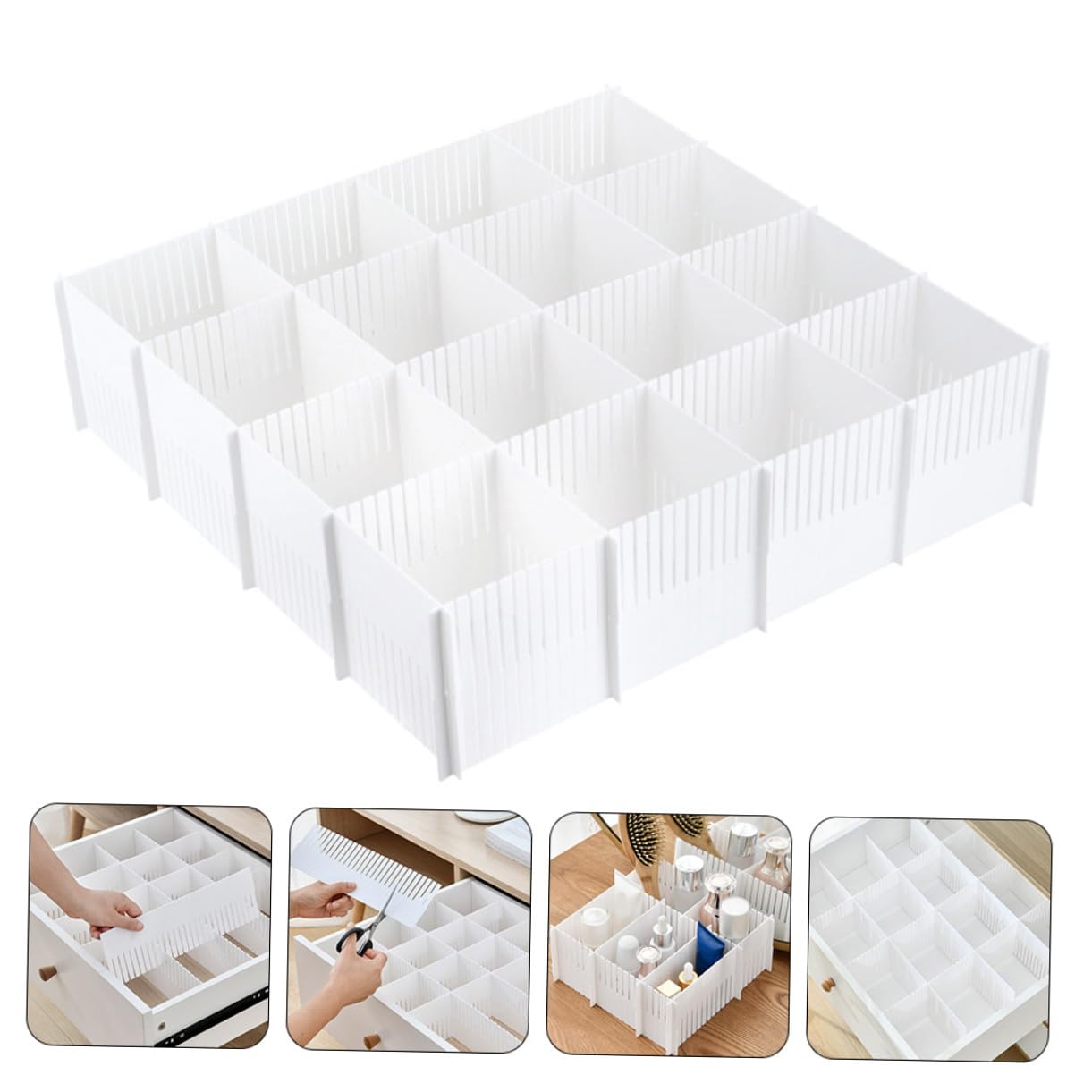 Divisori per Cassetti in Plastica Bianco 10 Pezzi Organizer per Armadio e Biancheria, Separatore per Ordinare e Dividere Spazi in Casa e Negozio Tovaglioli