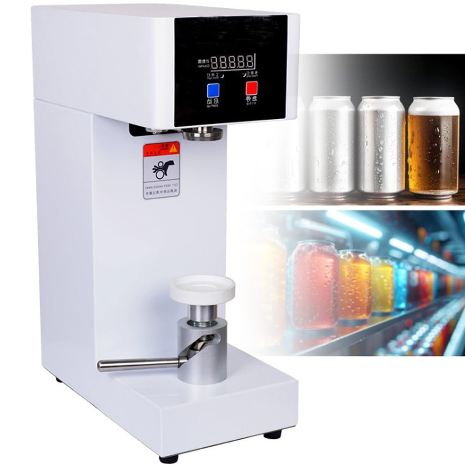 YNIYUJKL Electric Can Sealing Machine - Adjustable Height Bottle Canning Sealer For Soda, Beer, Tea - Seals 5 Pieces Per Minute, 5.5 Cm Diameter,White