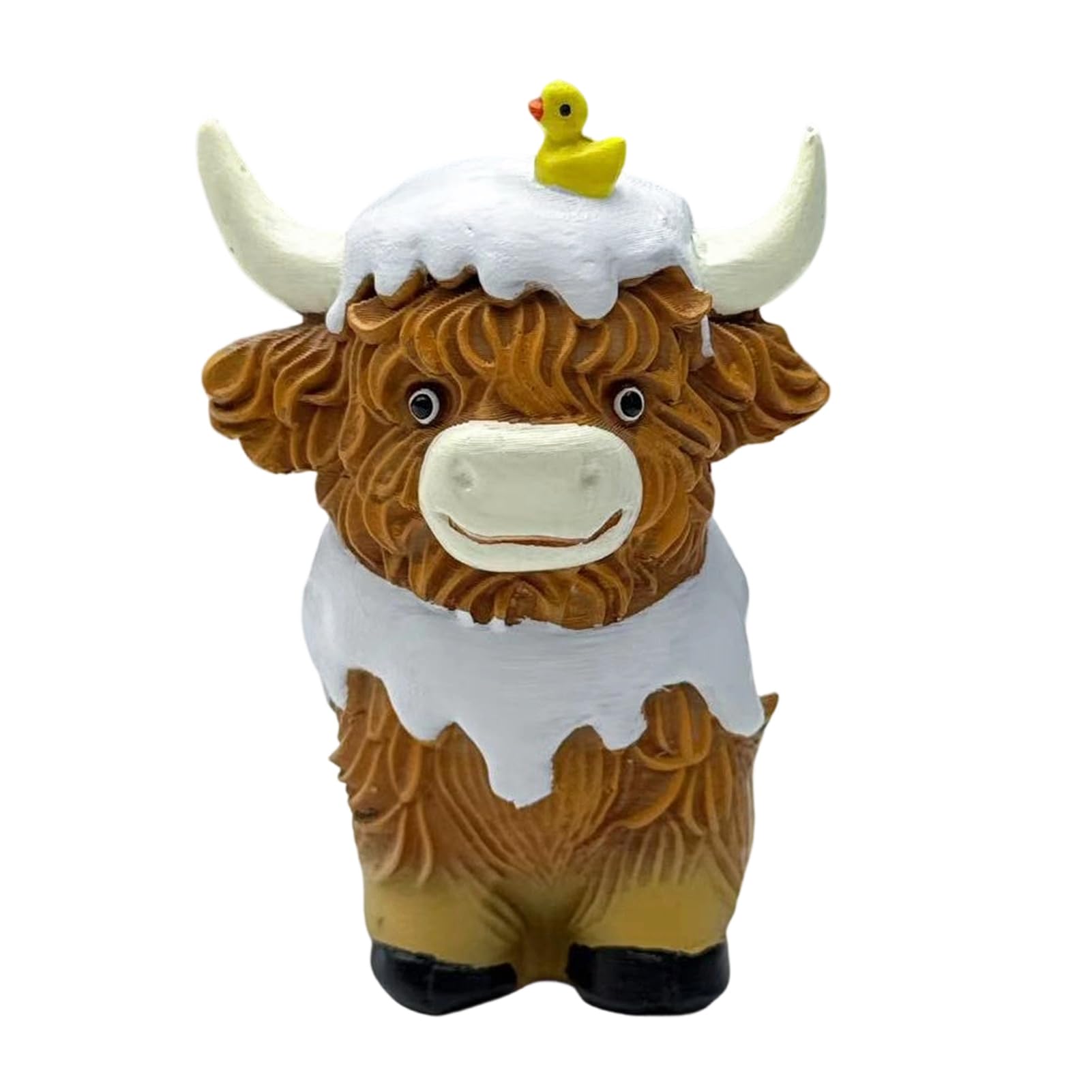 pidodou Highland Cow Resin Figurine Cute Bath Cap Ornament for Desk Shelf