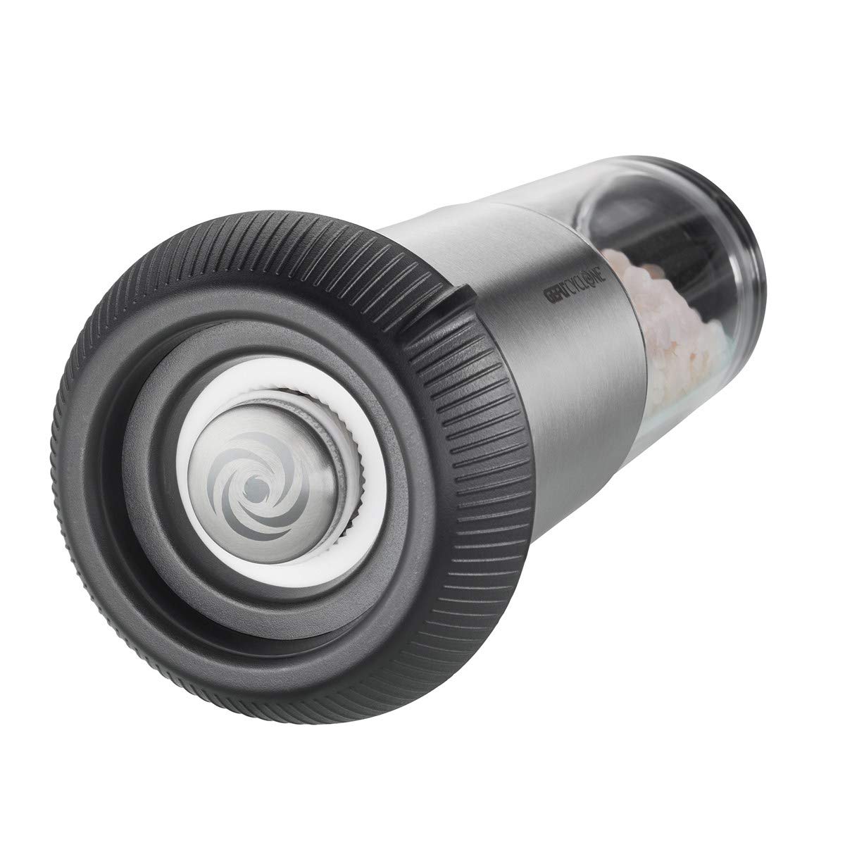 GEFU X-Plosion, młynek do soli lub pieprzu, stal nierdzewna, młynek do soli lub pieprzu, ceramiczny mechanizm mielący, szkło, czarny/srebrny, L