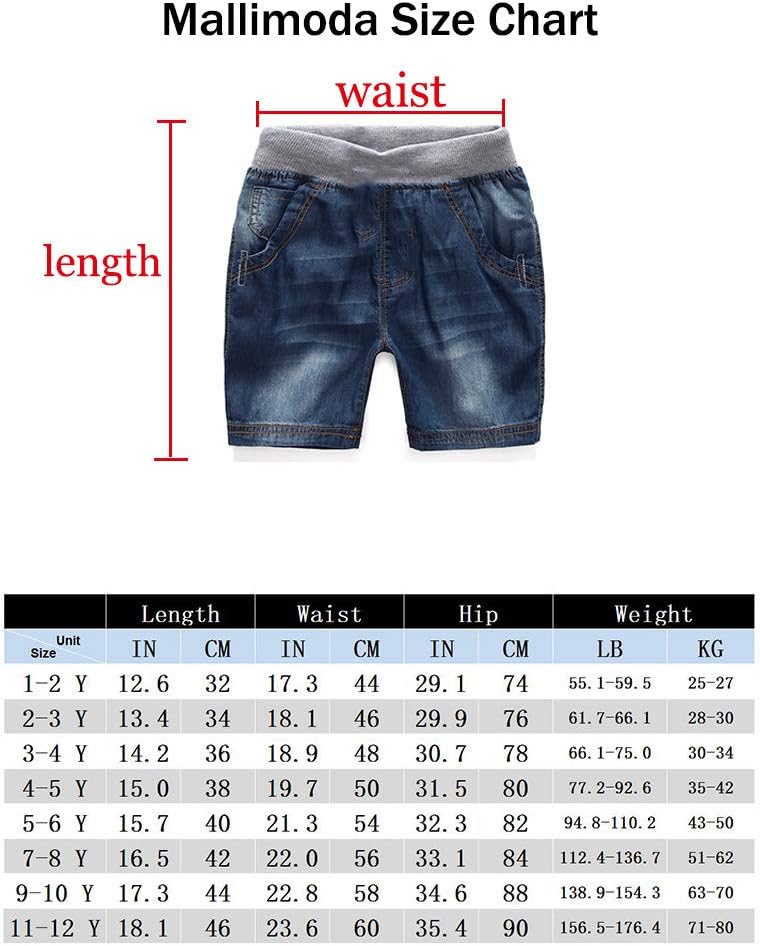 Mallimoda Boys Denim Jeans Washed Pull-On Shorts 4-5T Light Blue