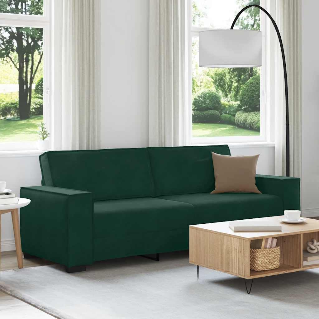 Générique Divano a 3 posti in velluto verde scuro 220 x 78 x 84 cm, divano soggiorno in tessuto morbido con braccioli larghi e telaio in legno metallico, comodo per soggiorno ufficio