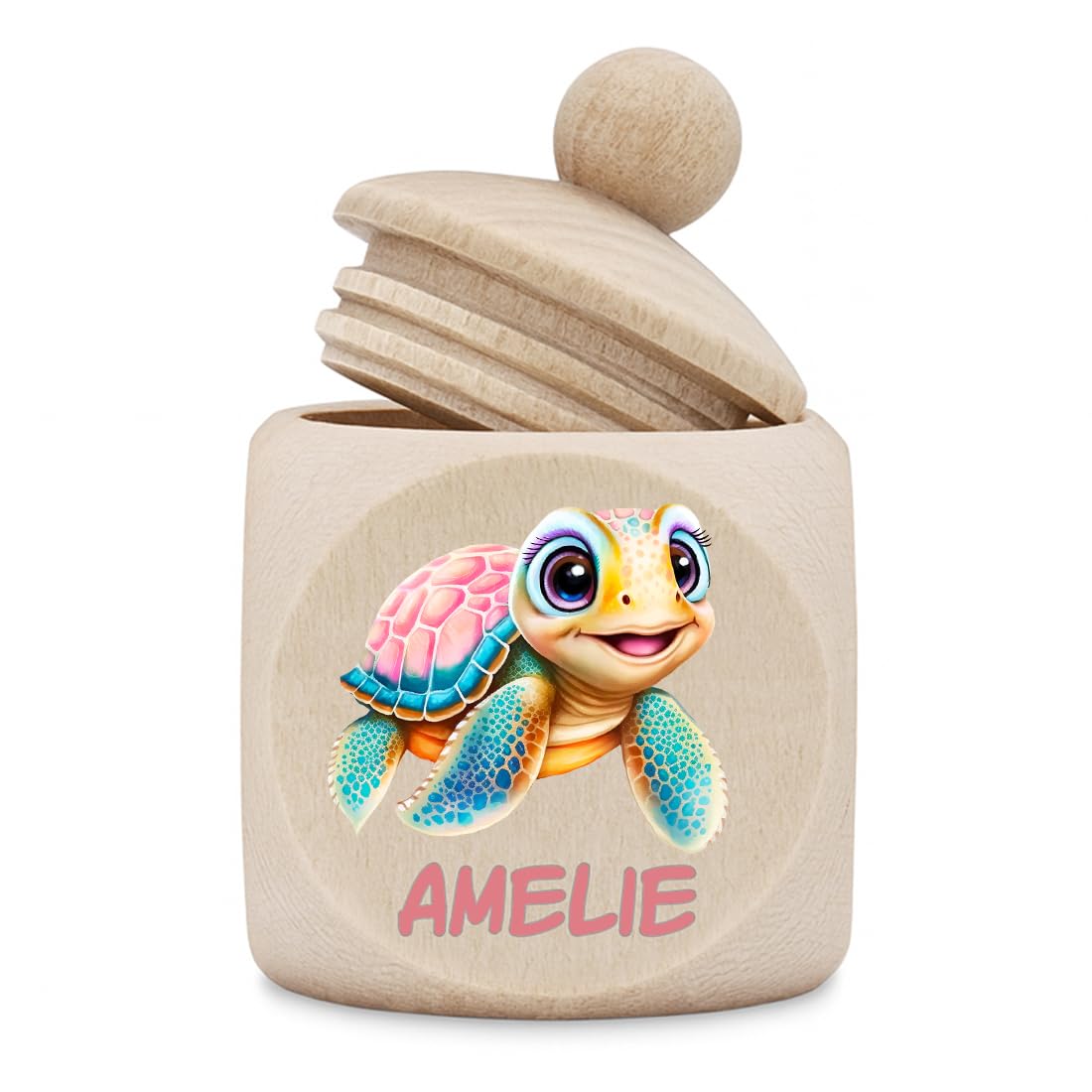 polar-effekt Personalisierte Holz-Zahndose für Mädchen - Milchzahndose mit Name für Kinder - Aufbewahrungsdose für Milchzähne - Geschenk von der Zahnfee - Zahndose mit Schraubdeckel