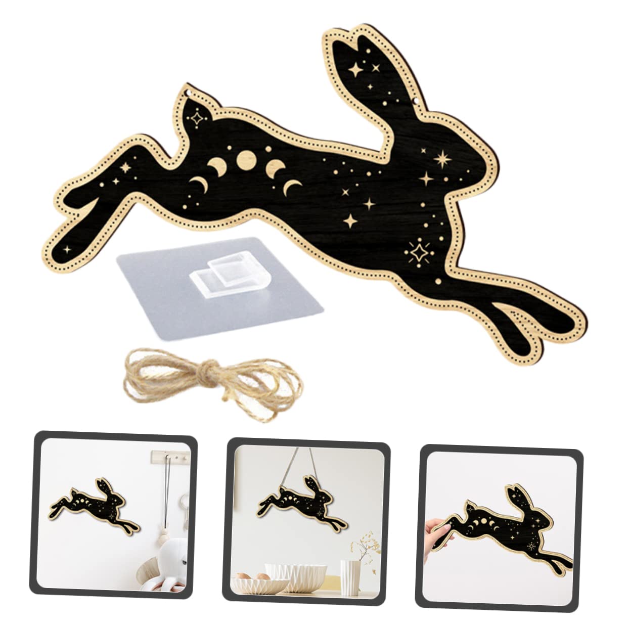 ABOOFAN 3 Pz Ciondolo Coniglio Decorazioni casa Bedroom Decoration Arredamento Cinese della Porta di Pasqua Decorazione casa ciondoli Coniglio di Legno Animale di Legno Appeso
