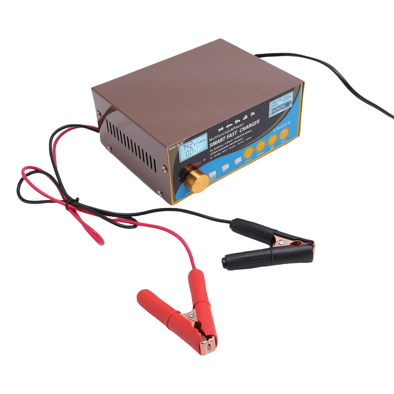 Cuifati Bateria Heuperter, 12V 24 V Automatyczna ładowarka Akumulatorowa do Baterii Litowych Suchego ż (wtyczka UE)