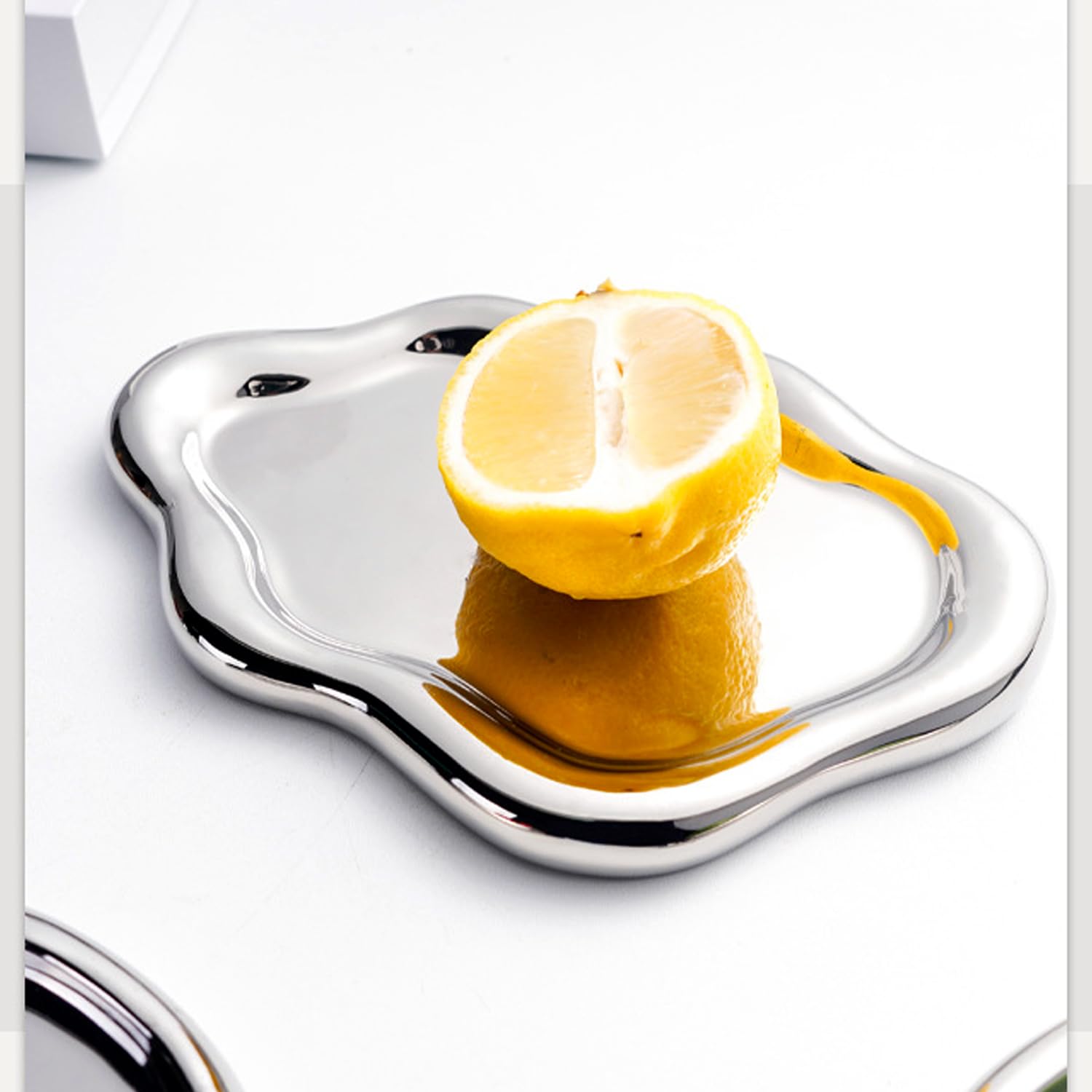 Keramik Schmuckschale, Ringhalter, Deko Tablett, Schlüsselablage, Ohrringe, Halsketten Schmuckschale Silber Tablett Schminktisch Geburtstagsgeschenk für Frauen(Silber)