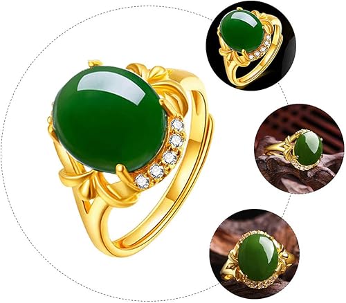 Vista 5 de Didiseaon Decoración retro, piedra lunar, esmeralda, verde natural, piedra preciosa de jade, ágata, regalos para mujeres y niñas, piedra lunar