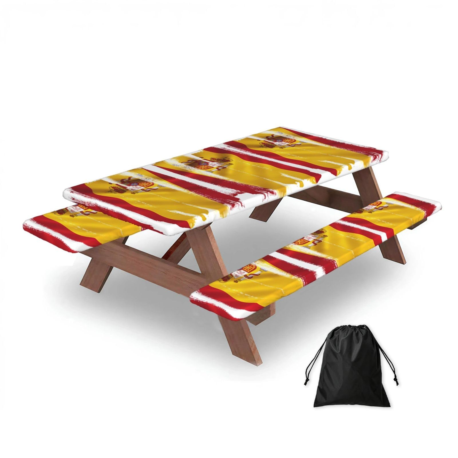Spain Flag Rectangular water-repellent picnic tablecloths, outdoor camping, picnic, BBQ