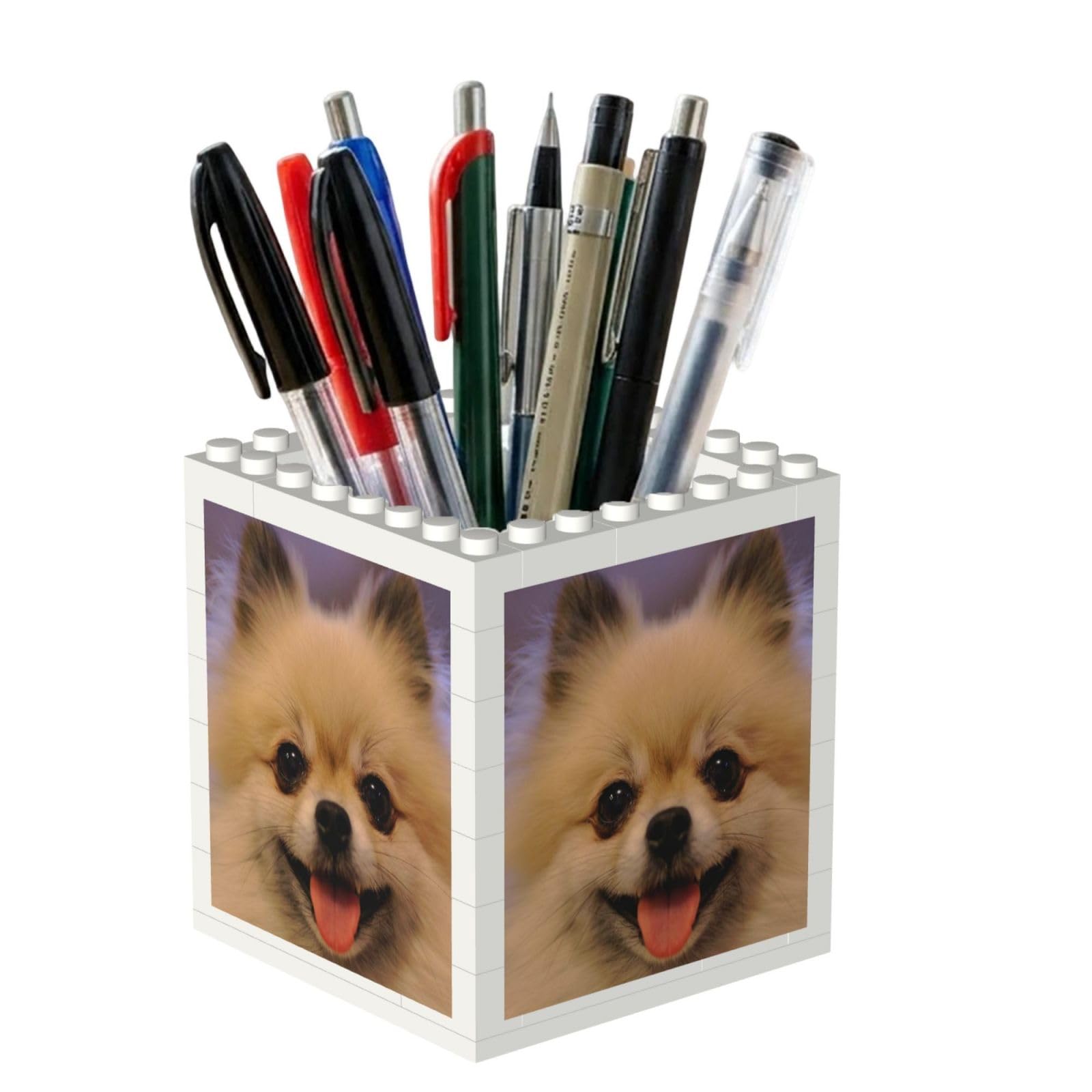 Poadnly Happy Short-Haired Pomeranian Printed, Pen Pot Pencil Holder for Office Home School, Compact Desk Organiser for Office Stationery