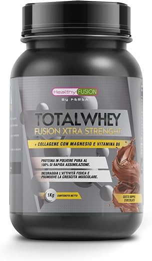 Healthy FUSION Rapid Assimilation Whey Protein with Collagen and Magnesium, Increases Mass and Muscle Recovery, Improves Sports Training, 1000 g (Chocolate)
