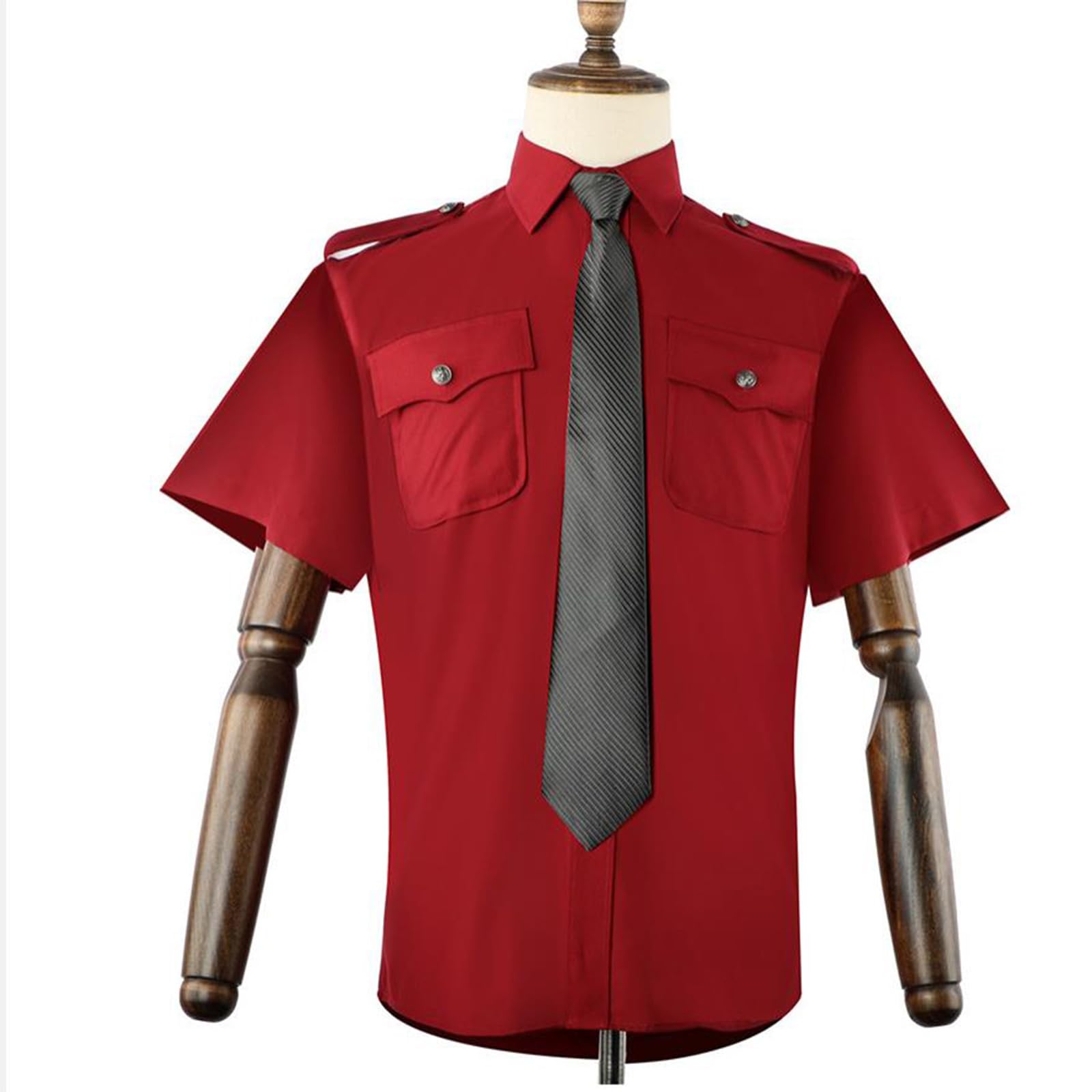 Camisa de trabajo clásica unisex con mangas cortas/largas, cuello de solapa, botones, uniforme de seguridad, blusa con bolsillos con solapa, camisa de oficina