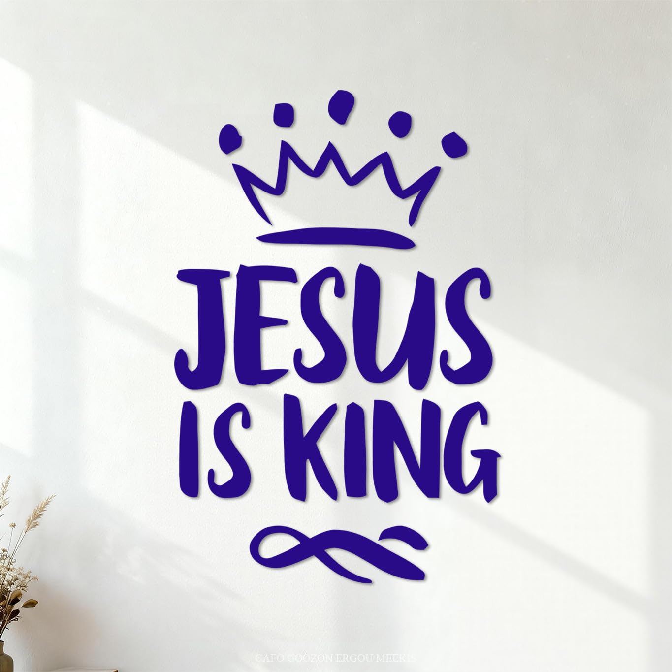 Wall Vinyl Sticker Decor Jesus is King 64x96.7cm Art Mural Painting DarkBlue