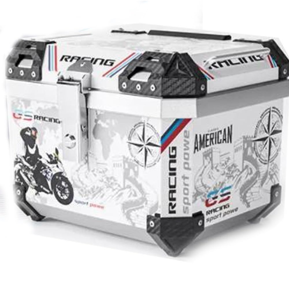 NILZA Baúl De Moto Caja Maletero De Moto Impermeable Baul para Moto, 45L Universal Top Case Moto Caja De Moto, Maleta Moto Topcase para Equipaje Y Casco (Color : Silver, Size : C)