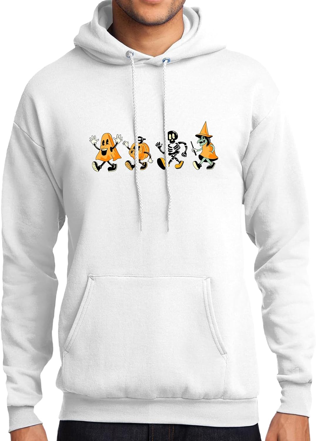 GotPrint Trick Or Treating Cozy Crewneck Halloween Hoodies, Cute Ghost Graphic Long Sleeve For Men, Women Lightweight Hoodies