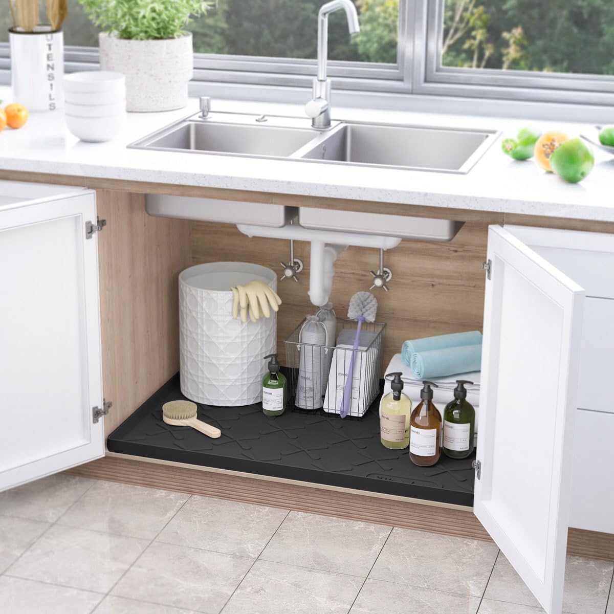 SIKADEER Tappetino da 55,9 x 48,3 cm, impermeabile, tappetino in silicone per cassetti da cucina, mensole e armadietti, protezione per organizer da cucina e stoccaggio, vassoio per bagagliaio