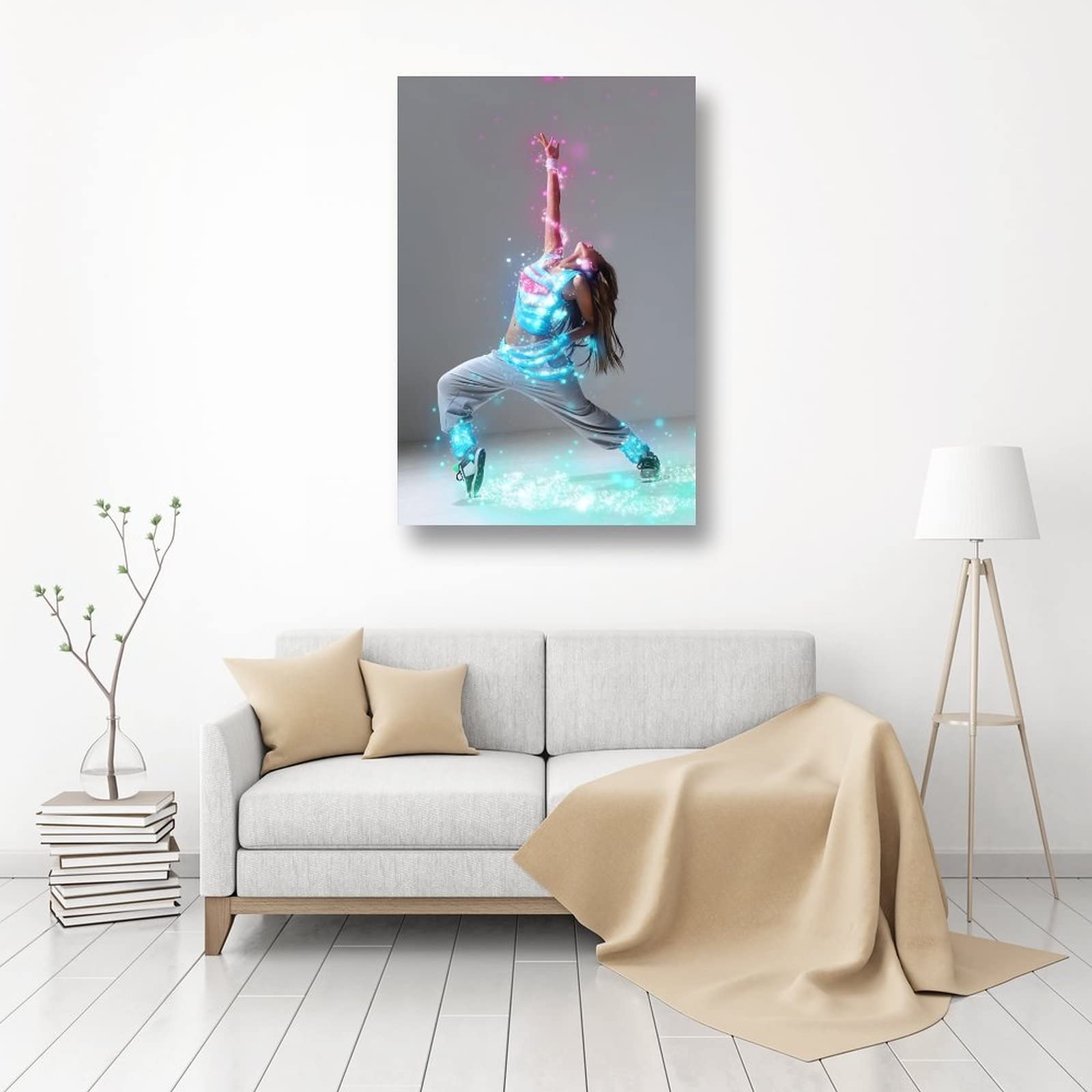 Poster artistico su tela da parete con ballerino hip hop e ballerino, 50 x 75 cm
