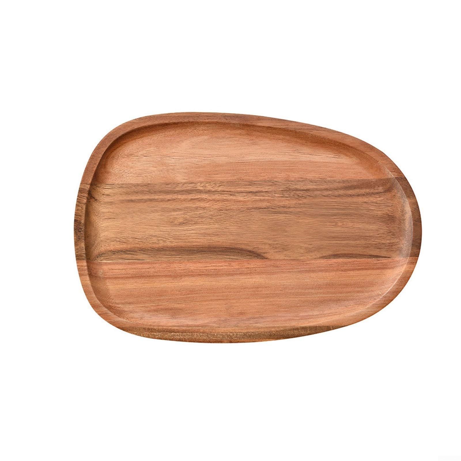 Vassoio ovale in legno di acacia fatto a mano, piatto irregolare per caffè, tè, bevande e dessert, decorazione rustica per la casa e gli elementi essenziali per la cucina (30,5 x 20 cm)