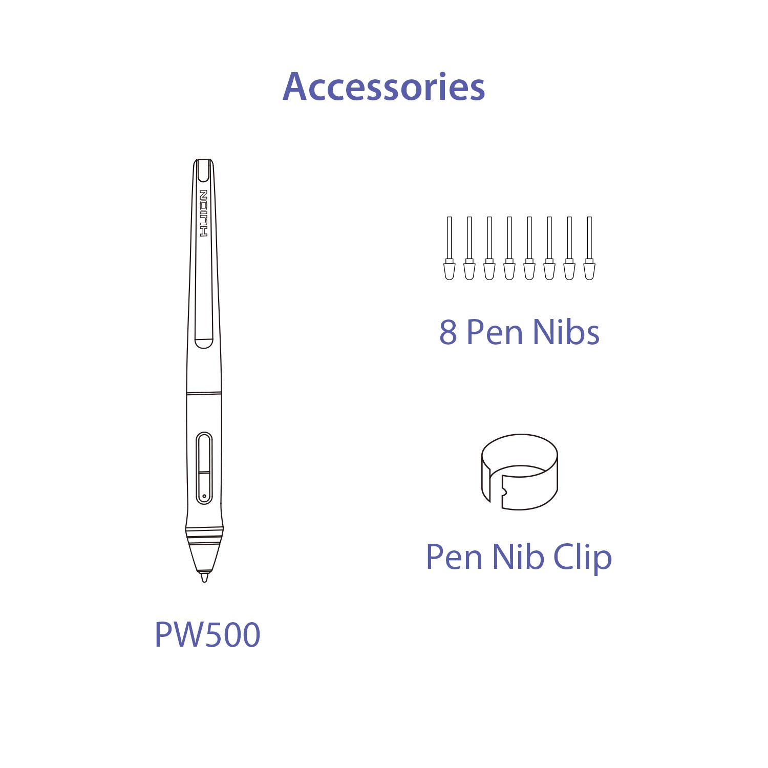 HUION PW500 Długopis do tabletu cyfrowego bez baterii Grafika 8192 Kompatybilny z Q11K V2, WH1409 V2, HS611, Q620M, KAMVAS GT 191 V2, Pro 20, Pro 22, Pro 22 2019