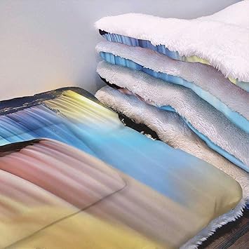Review Ivory Yellow Blue Non-Electric Pet Warming Pad Colorful Lights Night View Waterfall Cozy Self Heating Warming Kitty Kitten Puppy Small Dog Bed Waterfall 14″ x 18″