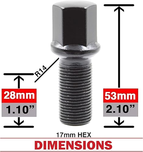 Vista 29 de Wheel Accessories Parts 20 piezas M15 x 1.25 15 x 1.25 pernos de asiento de bellota 6 ranuras para automóvil de 1.575 in de longitud de rosca