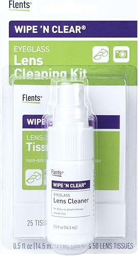 Flents Wipe 'N Clear Limpiador para lentes de vidrio, 8 onzas líquidas (236 ml), K465, Kit de limpieza, Total 1, 1, 1