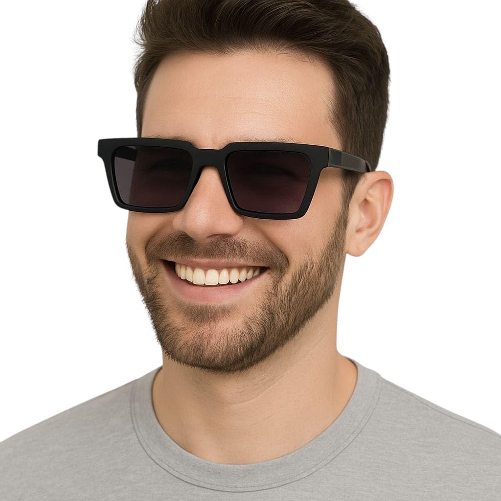 Square Frame Sunglasses, Matte Black, Gradient Lens, MEN &WOMEN-image-13