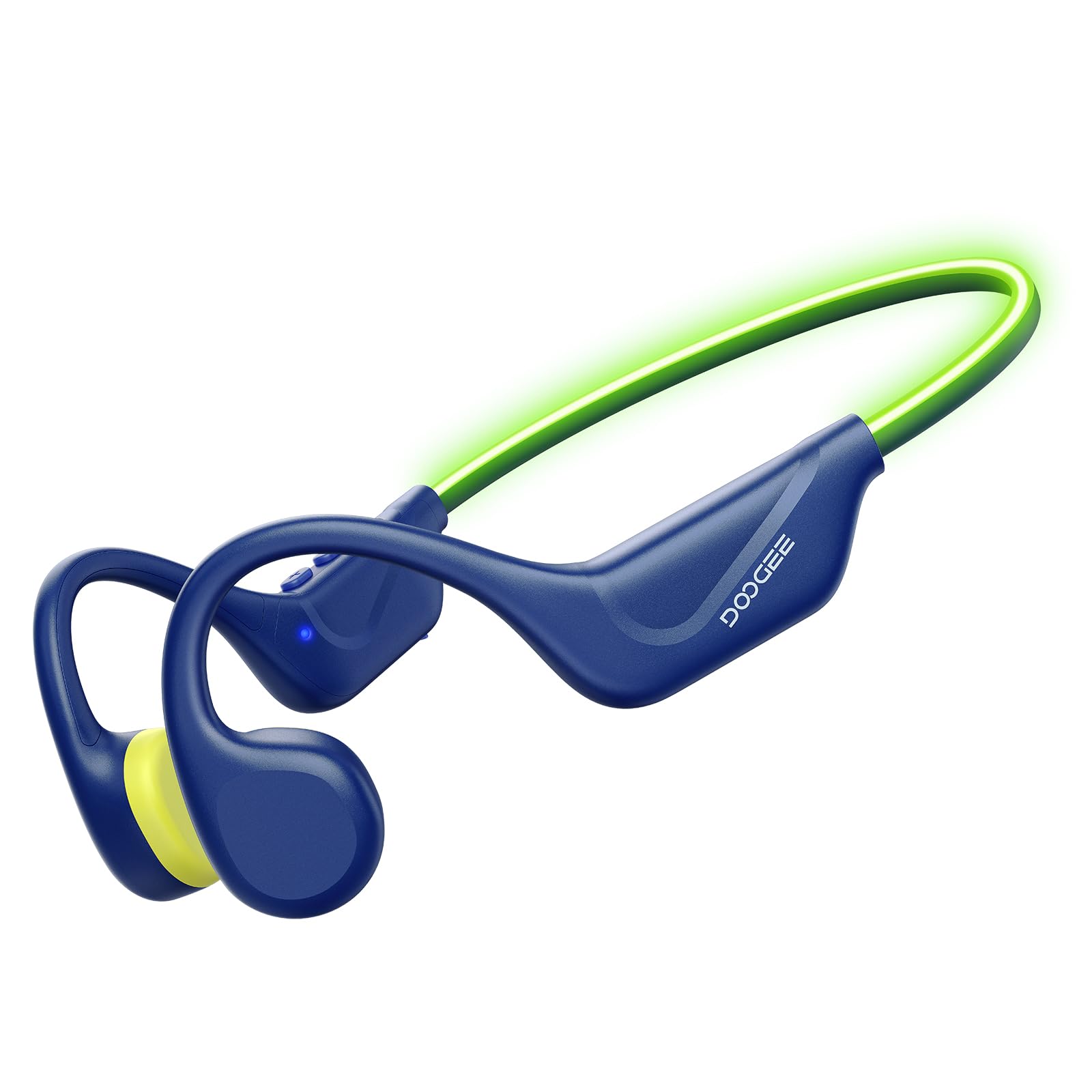 BoneBeatRunRay Cuffie Conduzione Ossea Auricolari Conduzione Open Ear BT6 Auricolari Sportive Impermeabili IP66 Luce LED di Sicurezza 10 Ore Autonomia Ricarica Rapida per Corsa Palestra -Blu