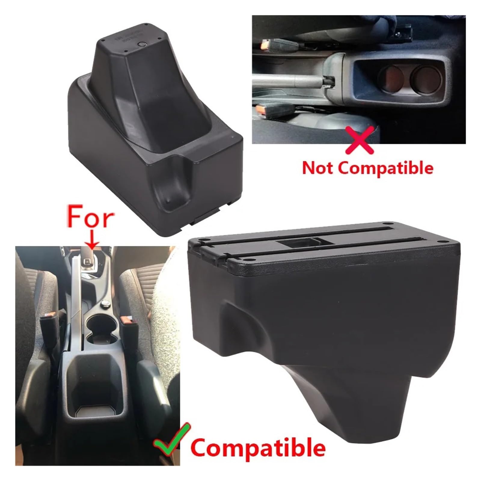 Apoyabrazos Coche Para Peugeot 208 2008 2019-2024 Caja De Almacenamiento Para Reposabrazos Coche Piezas Reacondicionamiento Superficie Curva Accesorios Caja De Reposabrazos(C2 Black line NO USB)