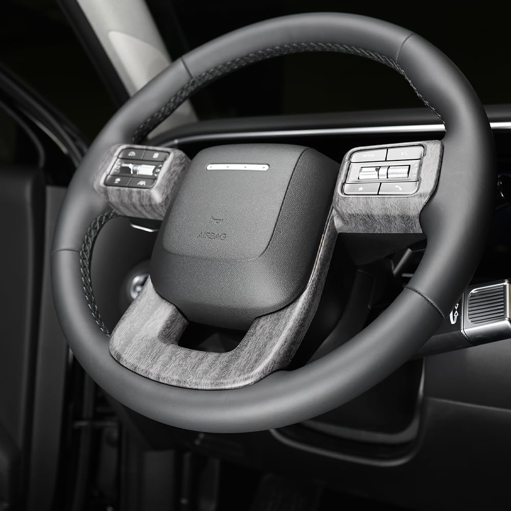 Car Steering Wheel Button Frame Cover Compatible with Hyundai Palisade 2026, Wheel Button Panel Protection Frame Molding Trim Interior Decoration Sticker Steering Wheel Accessories-Wood