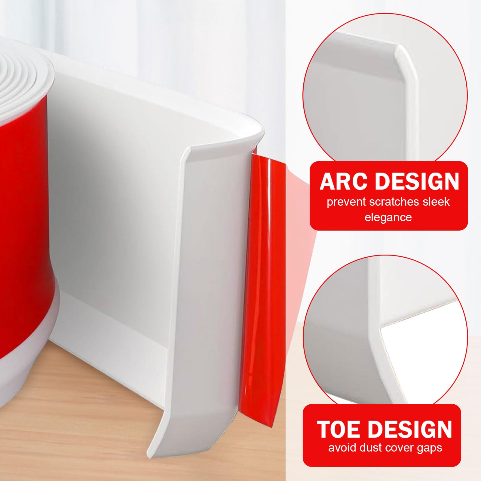 Zócalo blando autoadhesivo, de PVC, 10 cm x 10 m, zócalos autoadhesivos para cocina, zócalos decorativos flexibles para cocina, baño y salón