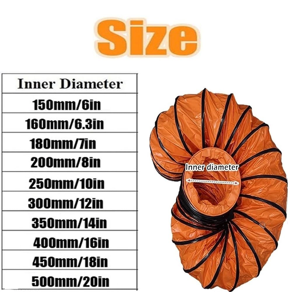 Elastyczny wąż kanałowy PVC 497 m z pierścieniem Dring i regulowaną liną 15 cm 40 cm kanał powietrzny do wentylacji, chowany żółty wąż kanałowy, idealny do użytku domowego i przemysłowego
