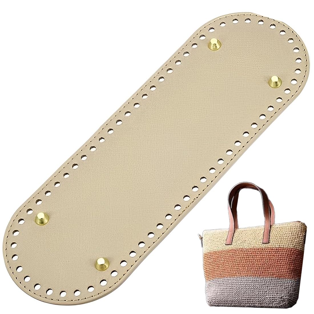 Cuir Pu Base Fond De Sac Crochet QEQSHQO - Cuir PU 30x10cm Ovale - Avec Trous Pour Créer Sacs à Main Ou Bandoulière Fond De Sac Rigide