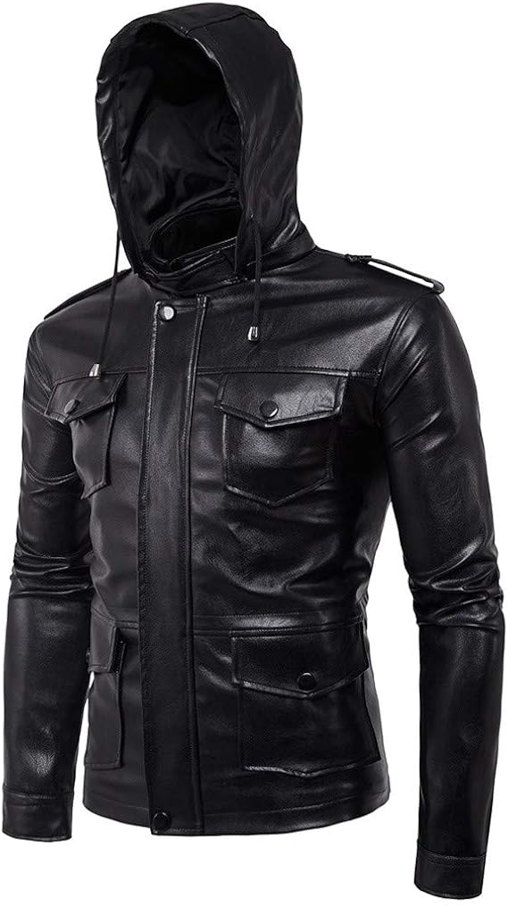 leather jacket with cap