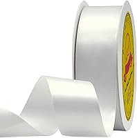 Vista 90 de Cinta de satén plateada de doble cara de 1-1/2 pulgadas x 50 yardas, cinta plateada de poliéster para envolver regalos, muy adecuada para bodas