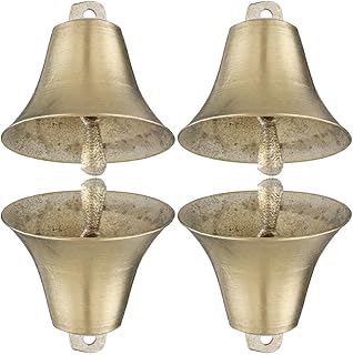 Operitacx 4pcs Vintage Copper Bell Mini Hanging Bell Cowbells for Sporting Events Loud Copper Bell Goat Grazing Bell Pendulum Necklace Mini Bells Metal Cattle Bells Oxen and Horses Christmas