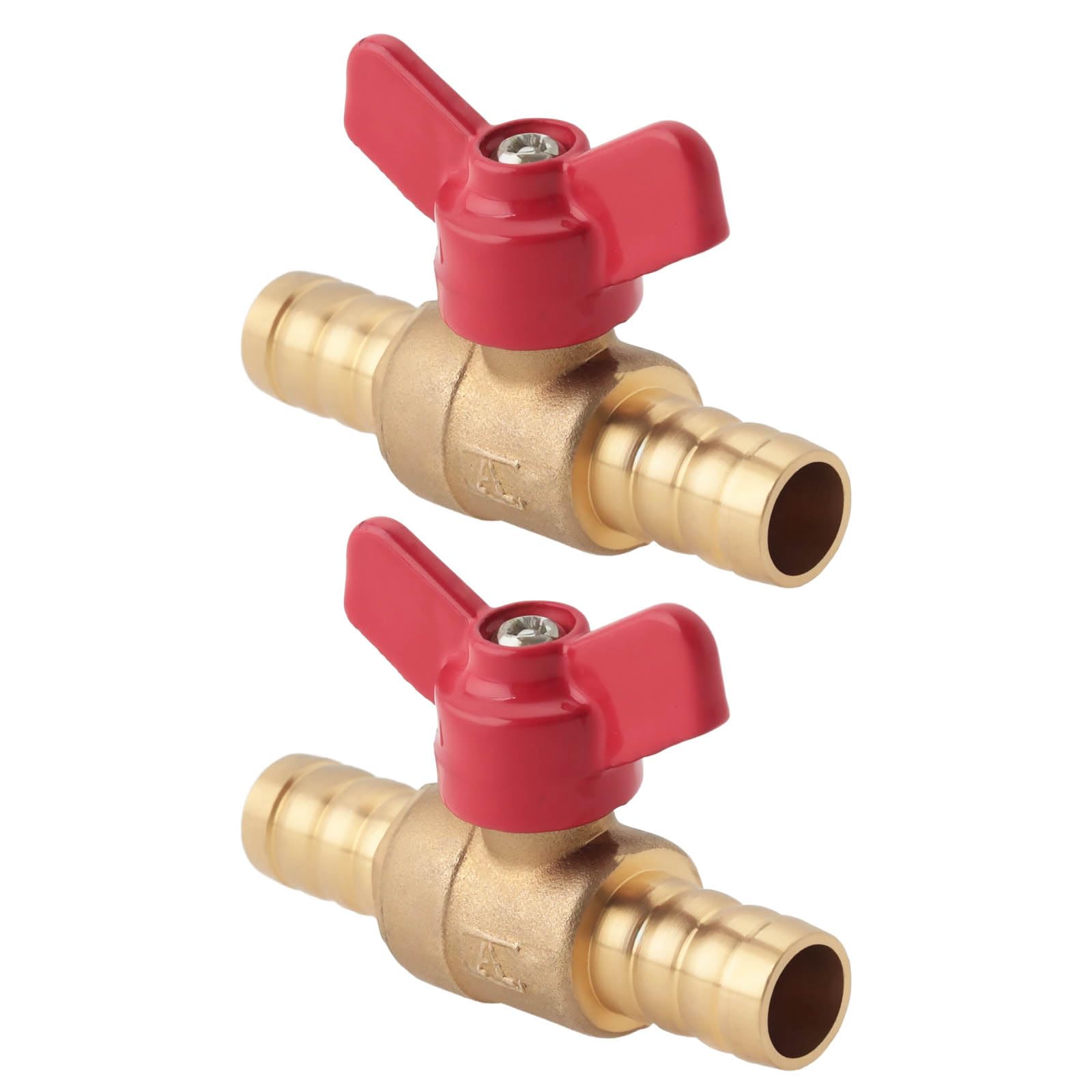 Vgol Red 2Pcs 1/2" Brass Pex Ball Valve Shut Off Valve With Handle For 1/2" Pex Tubing Hot Cold Water
